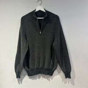 Mac Allen Men's Cashmere 3/4 Zip Pullover sweater in Charcoal